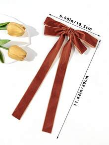 1pc Women's Solid Color Velvet Minimalist Bow Hair Clip, Suitable For Everyday Wear, Cute Accessories, Claw Clips