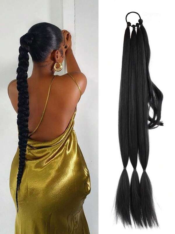 Damen Synthetik Perücke Pferdeschwanz, Clip-In Perücke Pferdeschwanz zum Umwickeln, Synthetik Perücke Zopf, Boxpferdeschwanz, Haargummis, Haargummibänder, Scrunchies, Haarseile