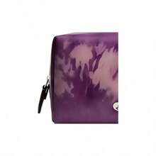 Coach Borsa per trucchi in pelle di piccole dimensioni con chiusura lampo, stampa tinta a mano, colore viola, CT915-LHPUR