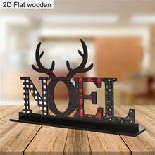 1pc 2D Flat Wooden Christmas Decoration Ornament Sign, Colorful Bow Merry Christmas Wooden Ornament Christmas Tree Pattern Antler Ornament, Holiday Table Decoration, Perfect Christmas Gift - Multicolor - View 5