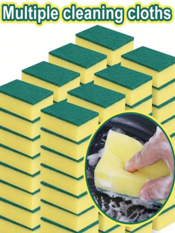 Spülschwamm; Weißes Reinigungstuch; Küchen-Reinigungsbaumwolle; beidseitig strapazierfähige, verstärkte Bürste zum Spülen von Geschirr und Töpfen; Magischer Schwammblock