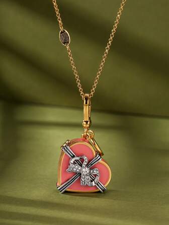 1Pc Fashion Luxury Colored Faux Openable Heart Chocolate Box Pendant Necklace For Women Sweet Temperament Party Jewelry, High-End Accessories, Bags, Keychain Pendants, Chic Girlfriend Gifts, Mother's Day Gift,Halloween Gifts