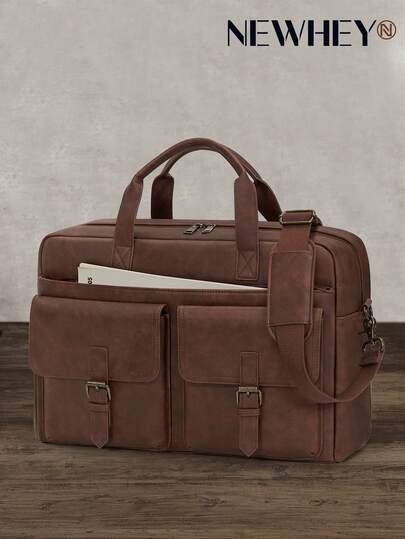 NEWHEY 16-Zoll Echtleder Laptoptasche, Business Aktentasche, Vintage Herren Umhängetasche, geeignet für Arbeit, Büro, Geschäft, Reisen