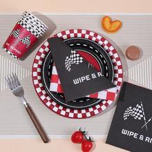 10/20/50 chiếc, Đồ trang trí tiệc sinh nhật hình xe đua, Đồ dùng tiệc cờ ca rô, Đĩa đua, Khăn ăn và cốc, Đĩa tráng miệng hình cờ ca rô đen, Bộ đồ ăn đua xe cho tiệc sinh nhật bé trai, Đồ trang trí tiệc tại nhà - Nhiều màu - Xem 5