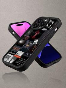 1 Stück Löwen Kreuz Muster stoßfeste & sturzsichere TPU Weich-Gummi Handyhülle, modische schwarze Farbe, schlicht aber luxuriös, unisex, kompatibel mit Apple 17, 16, 15, 14, 13, 12, 11, XS, XR, X7/8 Mini Plus Pro Max