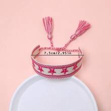 1 pieza Brazalete de pentagrama bordado a mano - Rosa Fucsia - Ver 7
