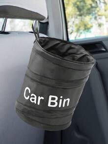 1 Stück kompakter schwarzer zusammenklappbarer Auto-Mülleimer - auslaufsicher, strapazierfähiger Mülleimer aus Oxford-Gewebe mit einfachem Aufhängesystem für Auto, Camping, Picknick und Büronutzung, Auto-Mülleimer