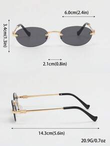 1 Pair Frameless Oval Women Fashion Fashion Glasses, Suitable For Daily Wear, Beach, Street Photography, Party - Multicolor - View 7