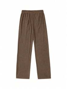 Plus Size Men's Corduroy Straight Leg Pants, Casual Loose Fit Versatile Trousers For Spring & Autumn, For Winter - Coffee Brown - View 2
