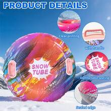 1pc Colorful Inflatable Snow Tube, Thick PVC Anti-Tipping Outdoor Adult Snow Tube, Cold-Resistant Snow Mat, Suitable For Winter Outdoor Skiing Resort Entertainment - Multicolor - View 13