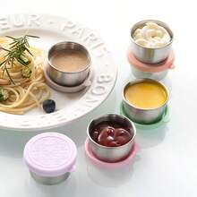 Small Leakproof 3/6x1.6oz Reusable Stainless Steel Salad Dressing Containers With Lids - For Lunch Boxes, Sauce Containers, Picnics, Travel Meal Prep And Kitchen Storage - Multicolor - View 4