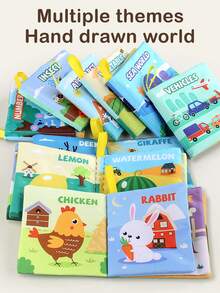 婴儿布书撕不烂，早教益智布书，认知启蒙有声纸立体布书，可啃咬 - 彩色 - 查看 4