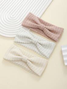 jralon 3pcs/Set Fashionable Versatile Knitted Bow Headbands, 3 Colors Easily Match Various Styles