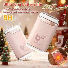 USB Rechargeable Hand Warmer, Equipped With 3000 MAh Battery, One-Second Start-Up Fast Heating, Double-Layer Four-Side Heating, Digital Display Of Power, Five Adjustable Temperatures, Mini Portable Hand Warming Devices - Hồng - Xem 1