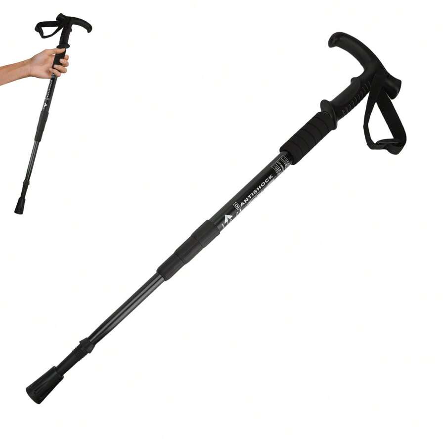 Heavy Duty Outdoor Walking Stick Outdoor Straight Handle Hiking Climbing Stick Suitable For Backpacking Camping - Black - View 1