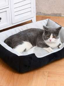 1个LANGXINGCS宠物床，带靠背，柔软毛绒，爪印图案，轻便透气方形宠物垫，适合中小型猫狗，真空包装，床垫需48小时恢复原状 - 彩色 - 查看 7