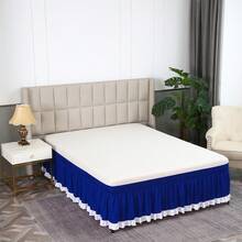 1pc Bicolor Ruffled Elastic Bed Skirt, Soft Bedding - White With White Ruffle Elastic Bed Skirt, Bed Valance, Stretchy Bed Skirt, Suitable For Bedroom, Guest Room, Dorm, Hotel Bedding Decor