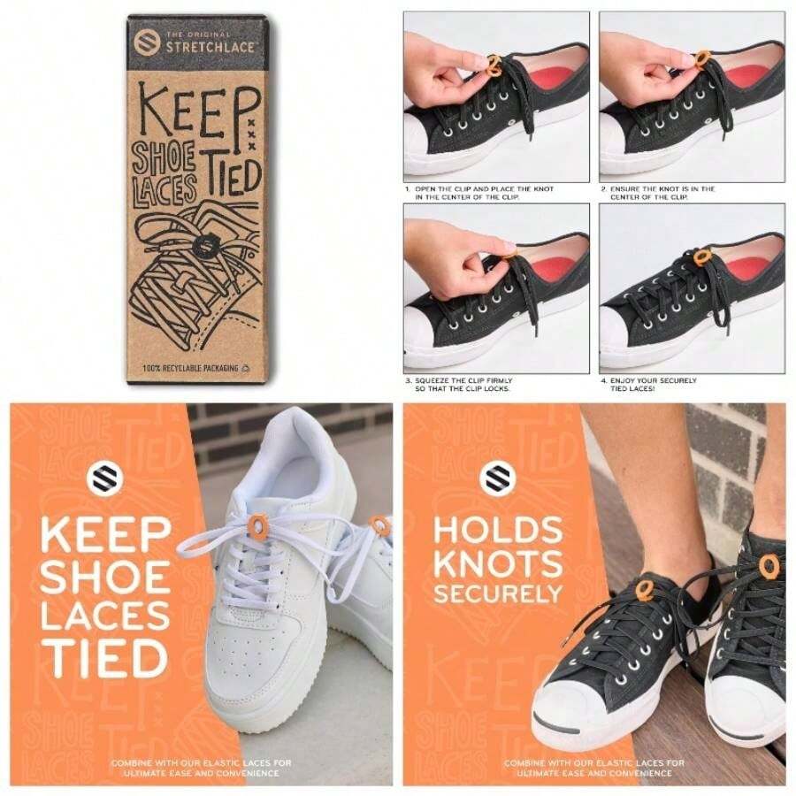 Shoelace Knot Clips Keep Shoe Laces Tied Secure Shoelace Bow Clip Accessory - 橘色 - 查看 1