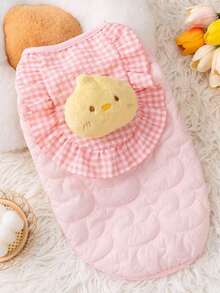 1pc Soft Cute Duck Plush Vest Pet Apparel, Autumn/Winter New Thickened Warm Vest For Dogs & Cats, Soft Adorable For Pomeranian, British Shorthair, Munchkin Cats, Detachable Duck Plush, Non-Leash Clothing