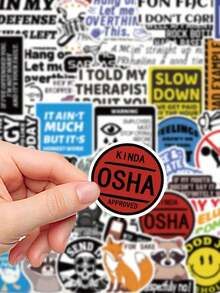 50 piezas Pegatinas divertidas de grafiti a prueba de agua PVC, decoración de dibujos animados, para scrapbook, portátil, equipaje, guitarra, vaso de agua, funda de teléfono DIY, útiles escolares, suministros de scrapbook para volver a la escuela, papelería - Multicolor - Ver 6