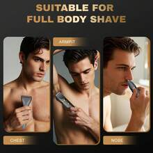 Hatteker Scttomon Ball Shaver For Men, 3-In-1 Multifunction Body Hair Trimmer & Pubic Shaver With Titanium Blades (No Nicks!), IPX7 Waterproof Electric Razor, LED Display, Wet/Dry - Grey - View 3