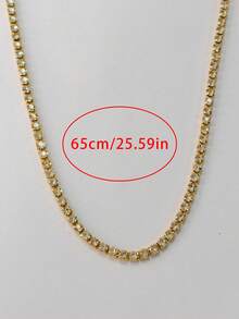 1pc Exquisite High-End Hip Hop Durable Sparkling Full Rhinestone Tennis Chain Necklace, Suitable For Men And Women, Ideal For Holidays, Parties, Daily Wear, Wonderful Gift For Halloween, Christmas, Thanksgiving, Birthday