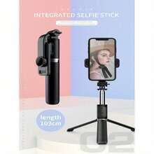 Trípode Extensible para Selfies de 103 cm, Estabilización y Control Remoto sin varillas, Rotación 360°, Ideal para Fotografía en Móviles - Negro - Ver 6