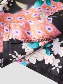 Tween Girl Floral Print Long Robe - Multicolor - View 9