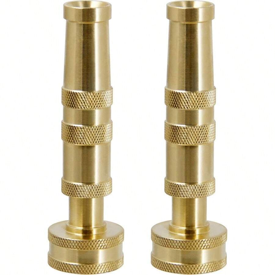 Brass Hose Nozzles, Heavy Duty Brass Adjustable Twist Hose Nozzles, 2-Pack (4 Inch) - Yellow - View 1
