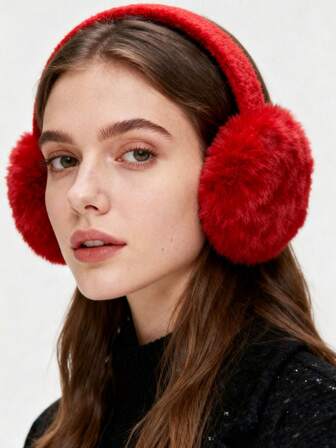 1 pieza Orejeras esponjosas para mujer, lindas orejeras de peluche cálidas de invierno, orejeras plegables, adecuadas para otoño/invierno, orejeras blancas