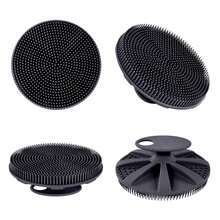 Soft Silicone Body Scrubber Shower Brush Handheld Cleansing Skin Brush, Gentle Exfoliating And Lather Well (Black/Pink) - màu đen - Xem 8