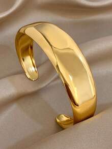 18K 镀金不锈钢奢华几何开口袖口手镯套装，适合女士，佩戴在手腕上，而不是手臂上，经典复古优雅珠宝妈妈礼物圣诞节感恩节万圣节婚礼狂欢/舞会/派对/日常配饰周年纪念情人节波西米亚珠宝生日伴娘礼物 - 彩色 - 查看 7