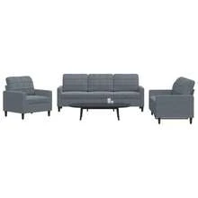 vidaXL 3-Teiliges Sofa-Set Mit Kissen, Dunkelgrauer Samt - Grigio - Visualizzare 1