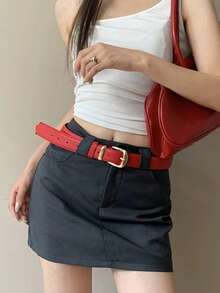 Ein einfarbiger, lässiger, retroaktiver und eleganter PU (Polyurethan) vielseitiger Alltagsoutfit für Pullover, Jeans und Mäntel, geeignet für alle vier Jahreszeiten