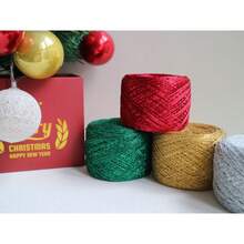 1 rollo de 50 g de madeja de hilo de crochet único, dorado y plateado, con purpurina, tejido a mano para proyectos de tejido y crochet. Perfecto para crear suéteres, gorros, bolsos y muñecas.