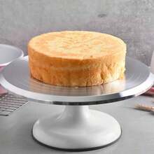 Soporte giratorio para tartas de aleación de aluminio, plato giratorio de 25 cm para decoración de tartas, plataforma antideslizante, rotación suave de 360° para fiestas de decoración de tartas y repostería. - Blanco - Ver 1