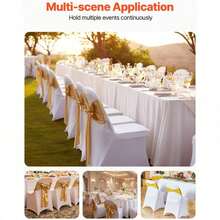 12 Pcs White Chair Covers Polyester Spandex Chair Cover Stretch Slipcovers For Wedding Party Dining Banquet Flat-Front Chair Covers GP - D - Xem 2