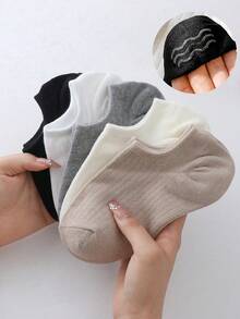 5双/10双装 女士休闲百搭简约黑白隐形短袜 - 彩色 - 查看 10