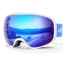 - anteojos de esqu para nios, anteojos de esqu para nios y nias de 3 a 14 aos, proteccin OTG - A09-blanco/azul - Ver 2