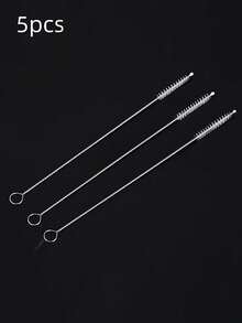 3pcs/5pcs Set Reusable Stainless Steel Cleaning Brush, Suitable For Cleaning Glass, Silicone, Metal Straws, Kitchen Supplies (Random Delivery)