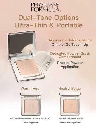 Physicians Formula Fishi Long-Lasting Powder Compact, Setting, Touching Up, Contouring Powder Compact, Dimensional Shading Palette, Long-Lasting Contouring