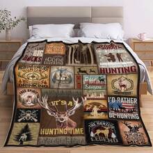 Deep Forest Theme, Bigfoot And Forest, Elk, Bear Patterns,Super Soft Flannel Printed  Blanket,As Birthday Gifts, Family, Wedding, Souvenir Blankets, Polyester Blankets Suitable For All Seasons, Washable, Machine Washable, Lightweight, Breathable, Comfortable, Warm, Unique, 280gsm For Him, Her Personalized Ideal Gifts For Her, Him, Family, Boyfriend, Girlfriend, Father, Family, Mother, Lover, Daughter, Son, Grandfather, Grandmother, Friend, Classmate, Pet.    Perfect Nap, Camping, Travel, Home, Daily Life, Office Decoration, Birthday, Anniversary, Valentine's Day, Thanksgiving, Christmas, Halloween, Mother's Day, Father's Day, Wedding, New Year Gifts ,Sofa,Bed,Car,Bedroom,Living Room,Office,  Outdoor Camping, Beach,Wall Decoration - 多色12 - 查看 3