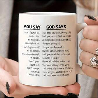 Christian Inspirational Mug - "You Say Vs God Says" Bible Verse Coffee Cup, Uplifting Religious Gift For Believers, Perfect For Daily Encouragement & Faith Reminder
