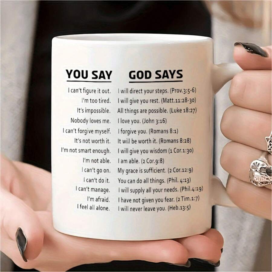 Cốc cà phê truyền cảm hứng Cơ Đốc giáo - "Bạn nói so với Chúa nói" - Cốc cà phê câu Kinh Thánh, Món quà tôn giáo nâng cao tinh thần cho người tin Chúa, Hoàn hảo để khích lệ hàng ngày và nhắc nhở đức tin