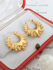 2PC18KGoldplatedStainless Steel Smooth Ear Rings - Earrings - View 13