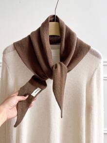 1pc 100% Wool Knitted Triangle Scarf Women's Outerwear Small Shawl Autumn Winter Cable Knit Neck Warmer Fashionable Accessory For Dress - DB031 - View 2