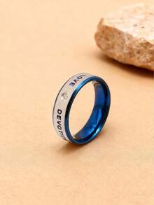 1pc Fashion Romantic Non-Fading Stainless Steel Men's Rhinestone Ring Daily Decorative Jewelry - Multicolor - View 2