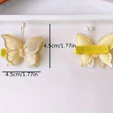 2 Pieces Colorful Mesh Light Fairy Style Double Sequin Pearl Butterfly Clip Antique Girl Hair Accessories - Hồng - Xem 5