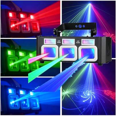 Party Lights, DJ Disco Lights, 3D Patterns And Strobe Par Lights, Effect Projection Lights, DMX And Sound Activation, Stage Lighting, Party Indoor Dance Floor, Birthday Party, Bar, Karaoke, KTV, Christmas, Wedding Performance, Club Decorative Lights