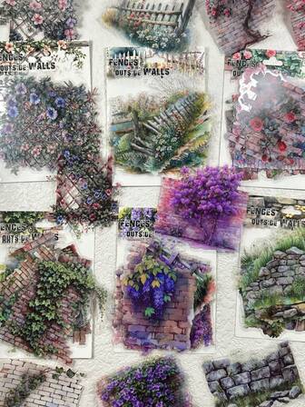 10 件/包复古花卉贴纸，适用于剪贴簿、日记本 DIY 装饰相册贴纸